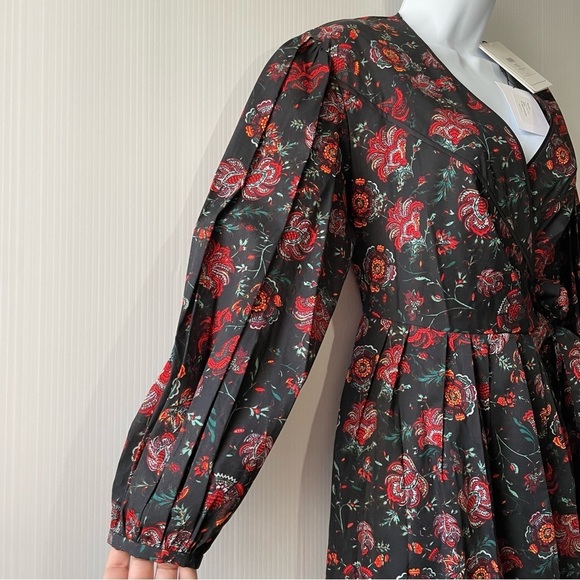 Diane Von Furstenberg Barbe Puffed Sleeves Mini Wrap Dress Punk Flower S… - Picture 5 of 16